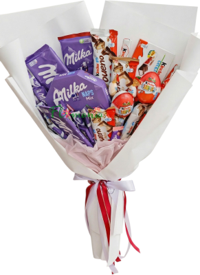 Сладкий букет «Милка в обнимку с Киндером»